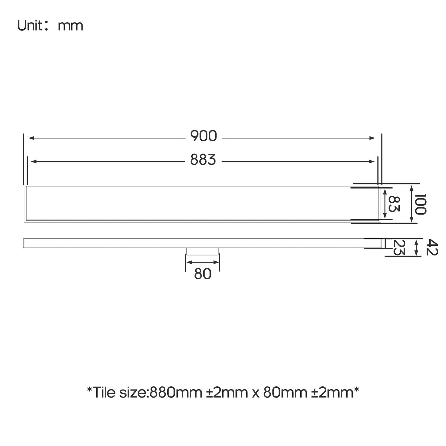 Decaura Brushed Gold Floor Waste Shower Grate Drain Tile Insert 900mm