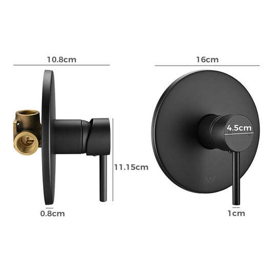 Simplus Brass Shower Mixer Tap Hot Cold Round Bath Shower Mixer Watermark Black