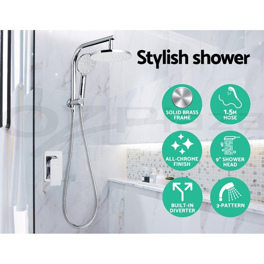 Cefito 9'' Rain Shower Head Mixer Round Handheld High Pressure Wall Chrome