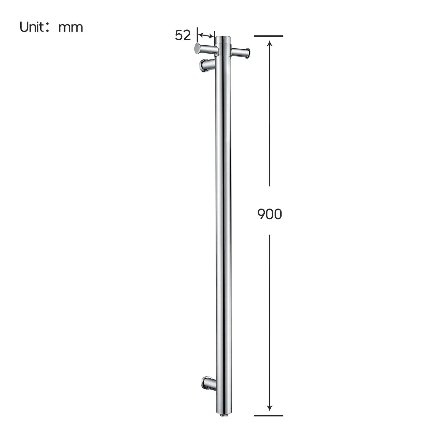 Decaura Wall Mounted Heated Towel Rail Vertical Chrome 304 Stainless Steel Round