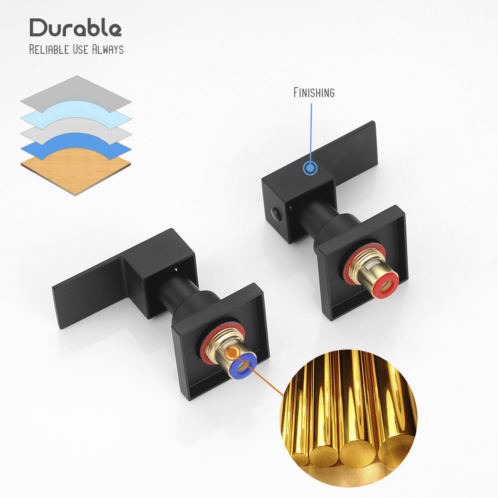 Decaura 8" Rain Shower Head Set Black Square Gooseneck Arm Shower Mixer Taps