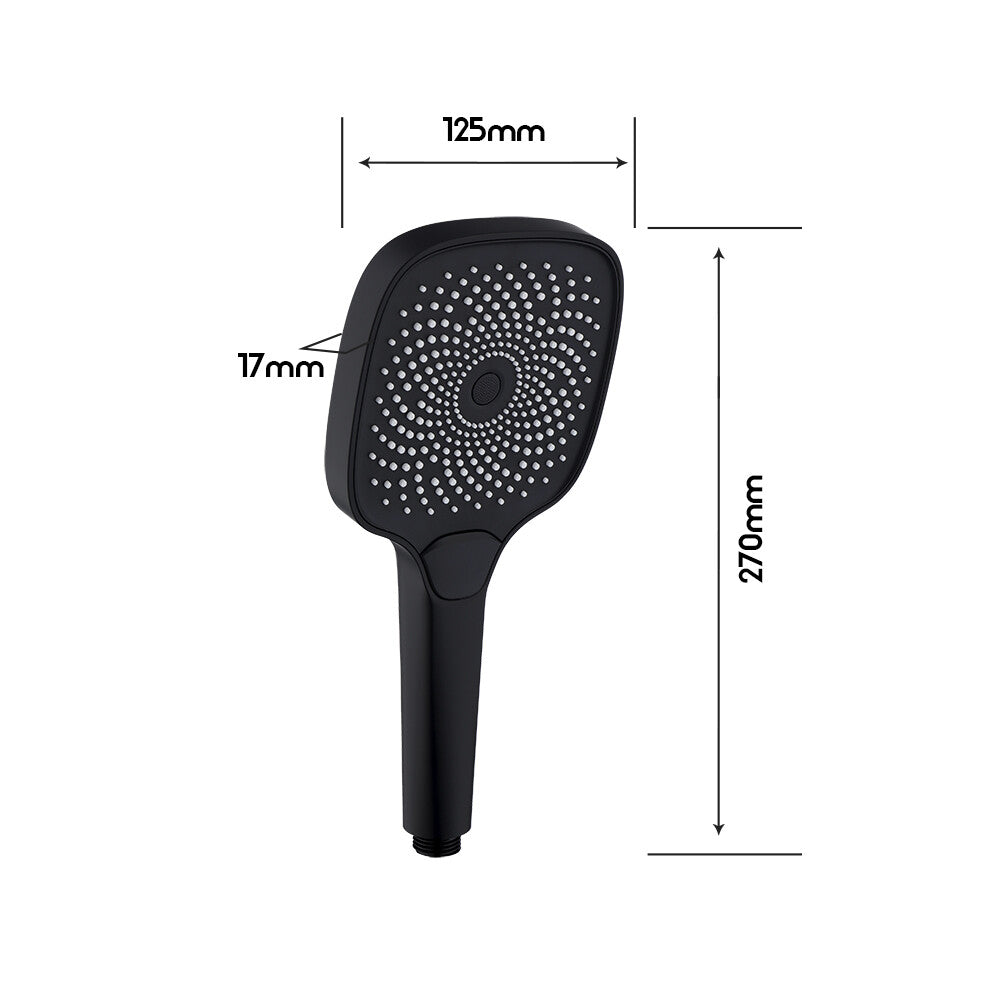 Decaura Square Hand Held Shower Head Black Bathroom 3-Mode Spray