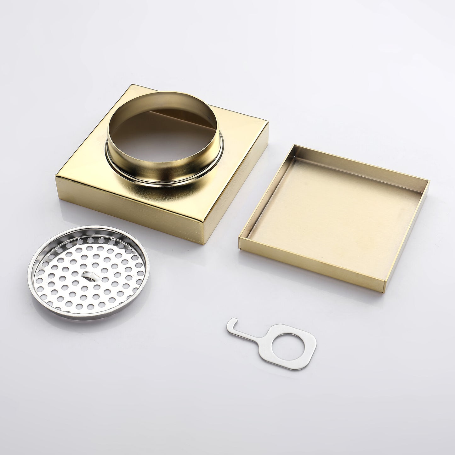 Tile Insert Square Shower Drain Grate 50mm/80mm Waste Outlet Brushed/Gold/Black
