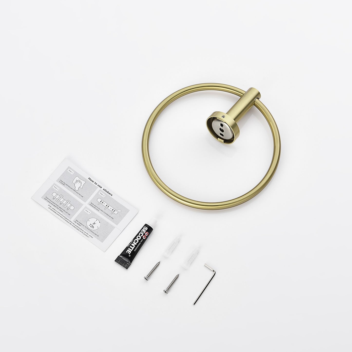 Decaura Bath Round SS304 Hand Towel Ring Rack Rail Holder Hanger Wall Mounted