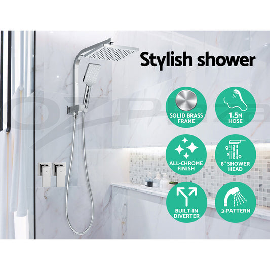 Cefito 8'' Rain Shower Head Taps Square Handheld High Pressure Wall Chrome