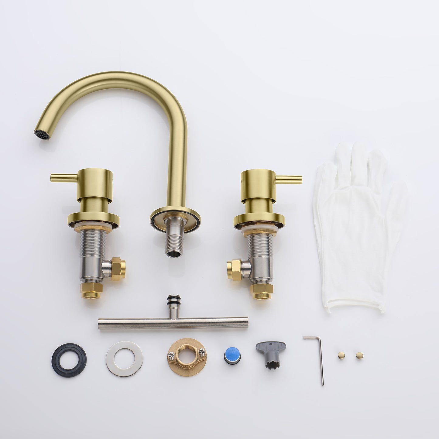 Decaura Basin Tap Set 1/4 Turn Swivel Spout Deck Mounted Gold/Black/Silver