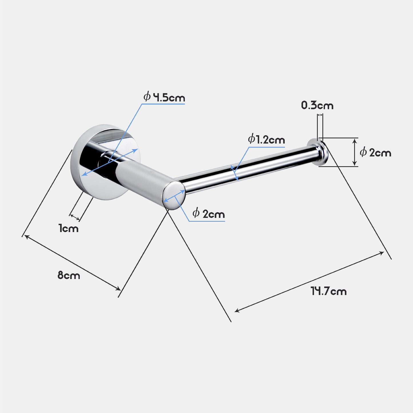 Decaura Toilet Paper Roll Holder Round Chrome Wall Mount Bathroom
