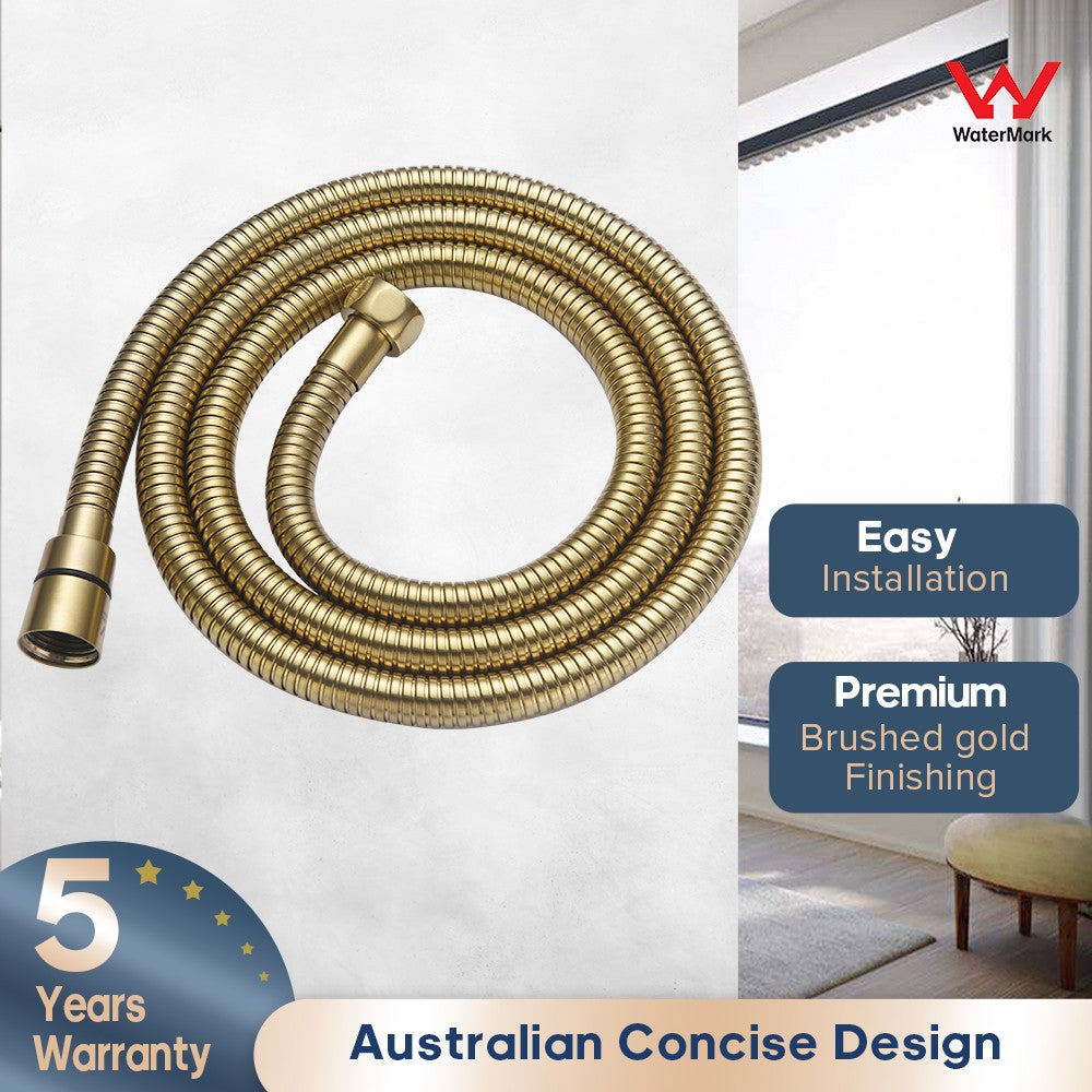 Decaura Handheld Shower Head Square 3-Mode Spray with Shower Hose Brushed Gold