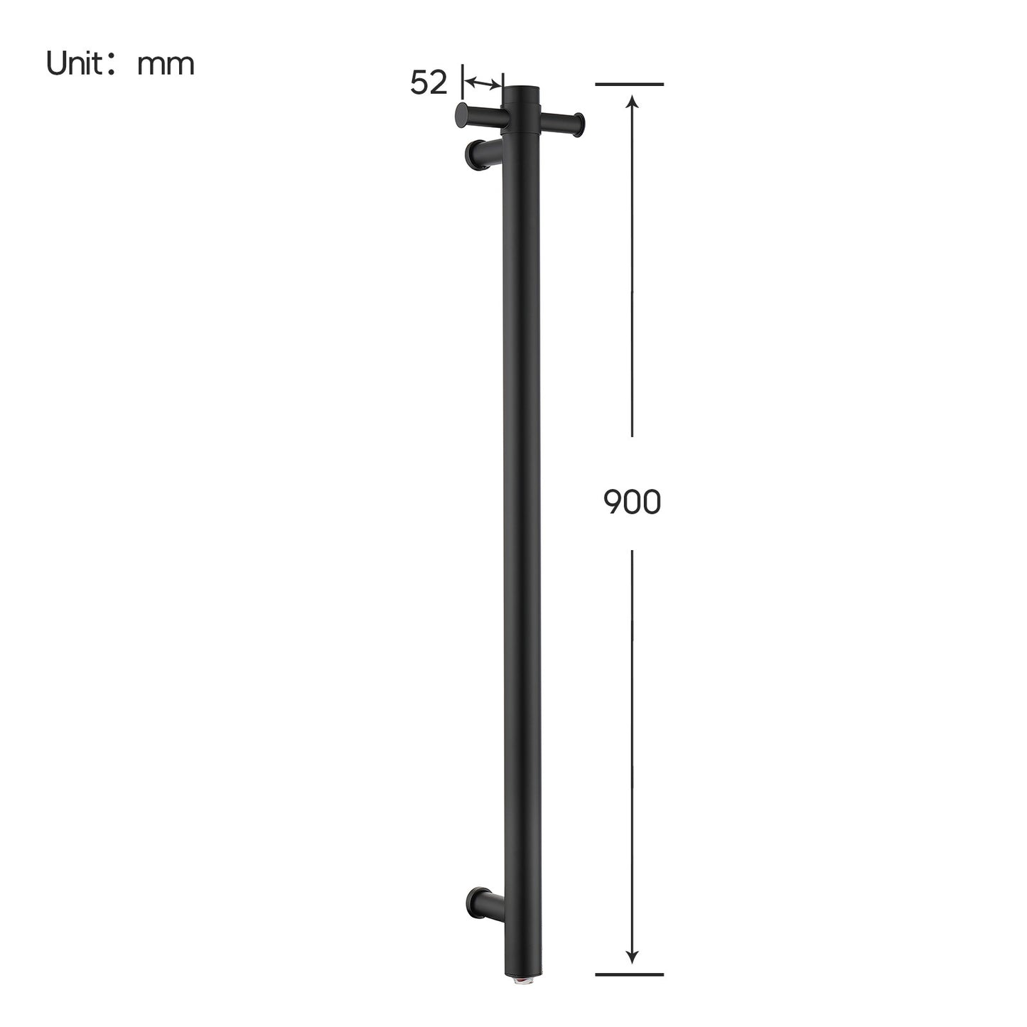 Decaura Wall Mounted Heated Towel Rail Vertical Black Round 304 Stainless Steel