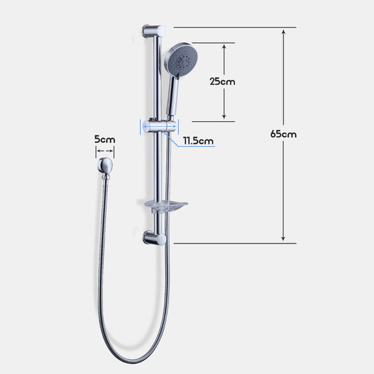 Decaura Hand Held Shower Head on Sliding Rail with Soap Holder Chrome Bathroom