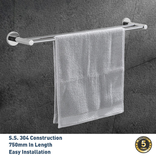 Decaura Double Towel Rail 750mm Bathroom Wall Holder Hanger 304 Stainless Steel