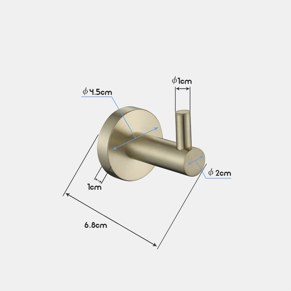 Brushed Gold Wall Robe Hook Holder Bathroom Hand Towel Hooks 304 Stainless Steel