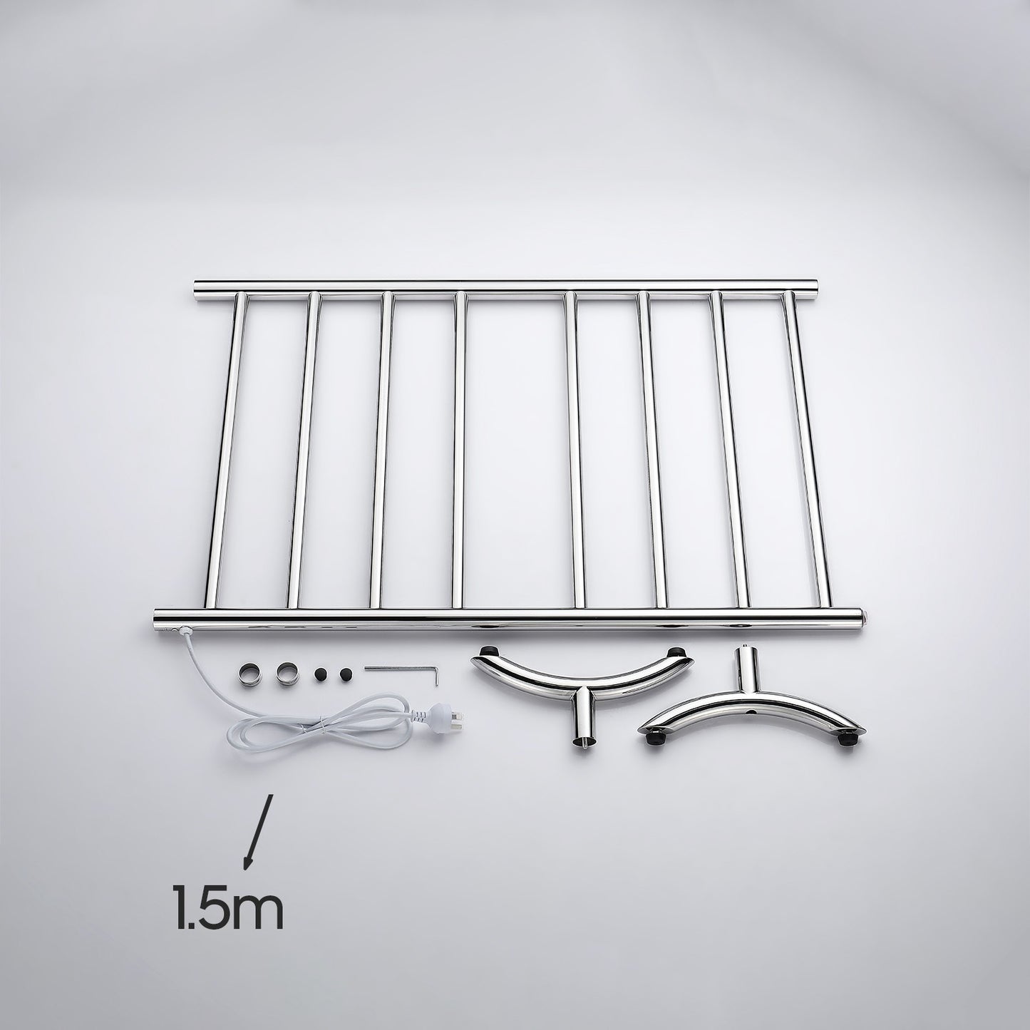 Decaura Heated Towel Rail Freestanding 304 Stainless Steel 8 Rungs Chrome