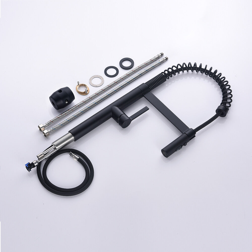 Decaura Luxury Spring Kitchen Mixer Tap Pull Out with Metal Spray Head Black