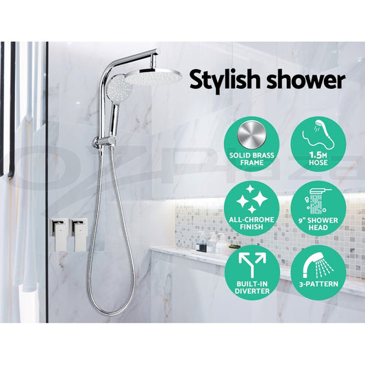 Cefito 9'' Rain Shower Head Taps Round Handheld High Pressure Wall Chrome