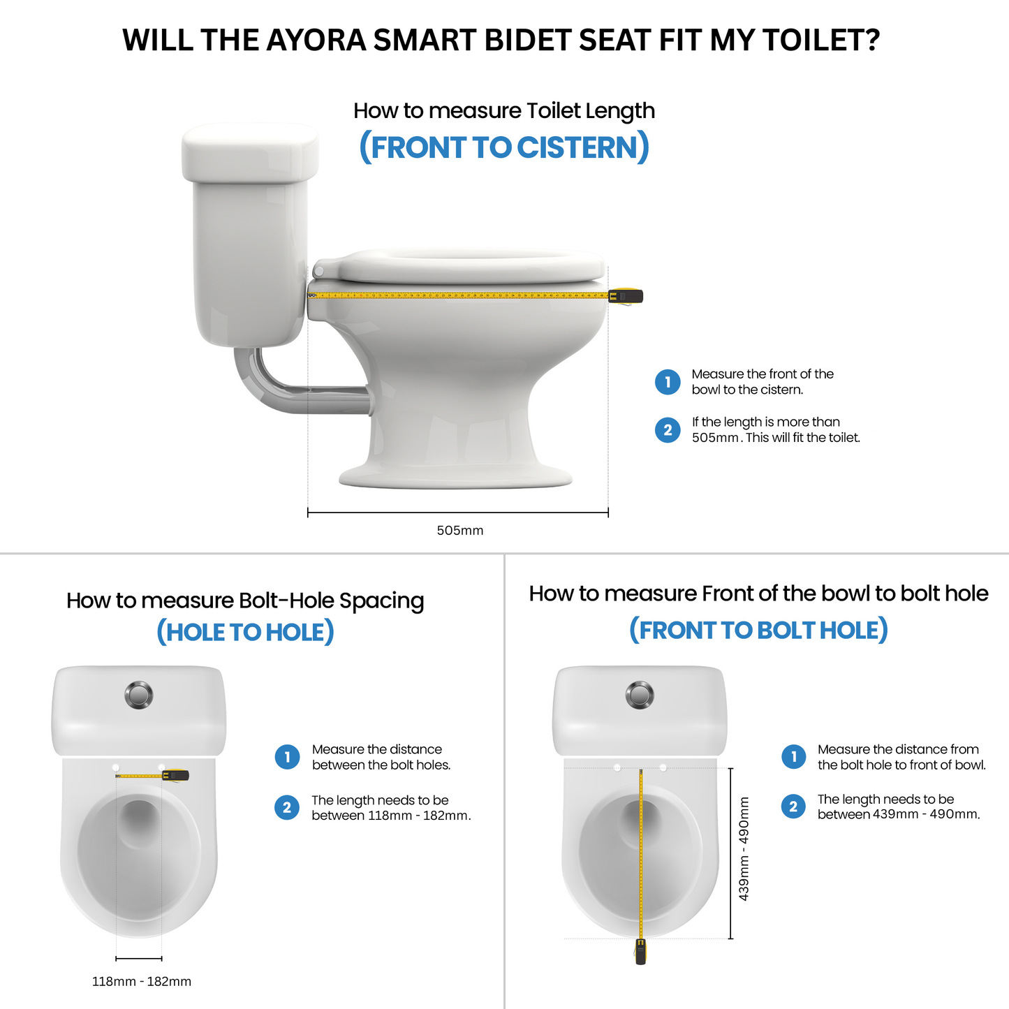 Conor Ayora Smart Bidet Seat with Installation Kit