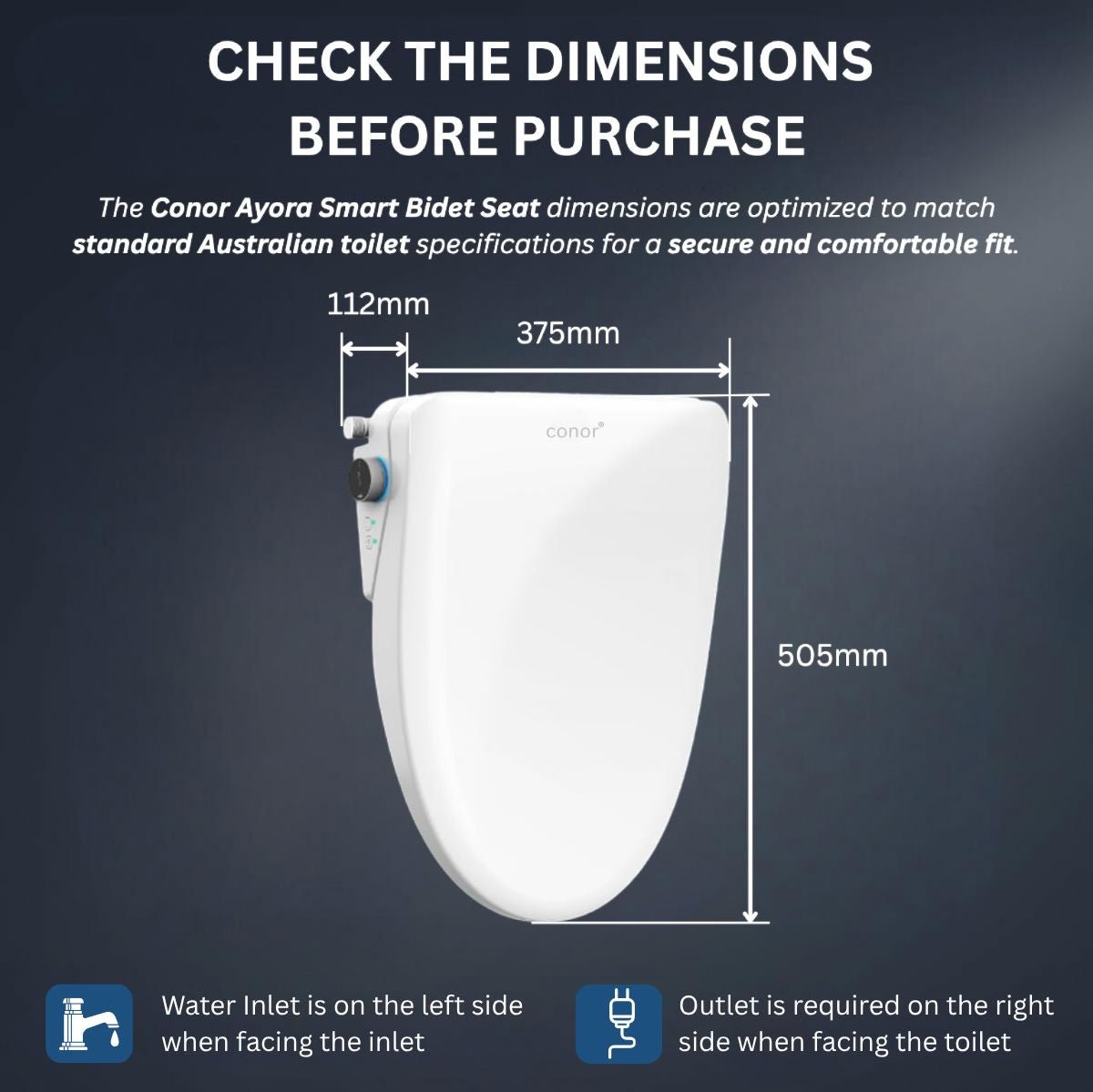 Conor Ayora Smart Bidet Seat with Installation Kit Conor 