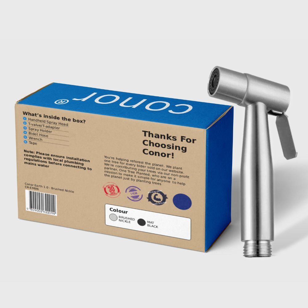 Conor Ember 1.0 Silver Handheld Bidet Spray with Installation Kit conors.com.au 