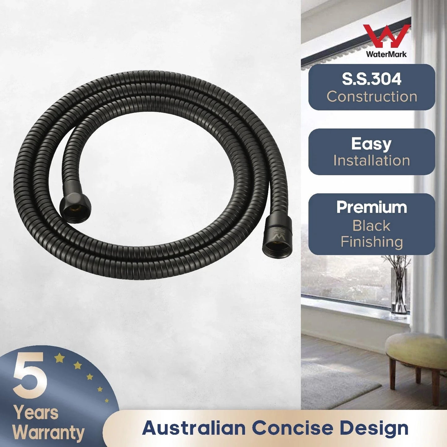 Premium Flexible Bidet Hose Matte Black conors.com.au 