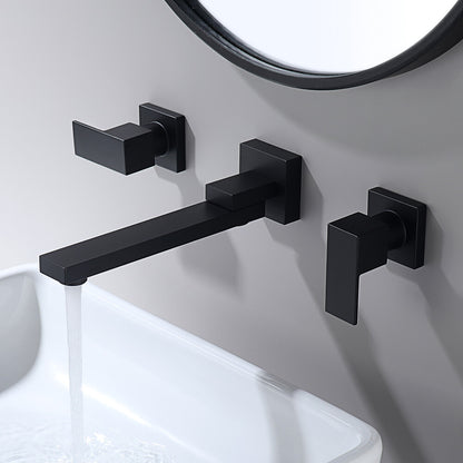 Decaura Square Bath Tap and 180° Swivel Bath Spout Set Wall Mount Black Bathroom