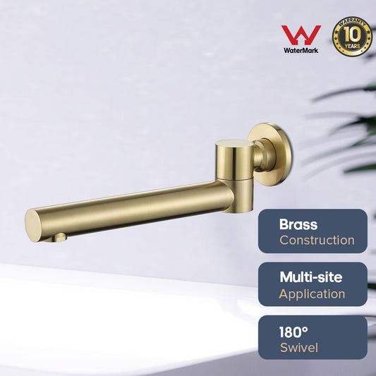 Decaura Bath Basin Water Spout Spouts Brushed Gold 180° Swivel Bathtub Bathroom