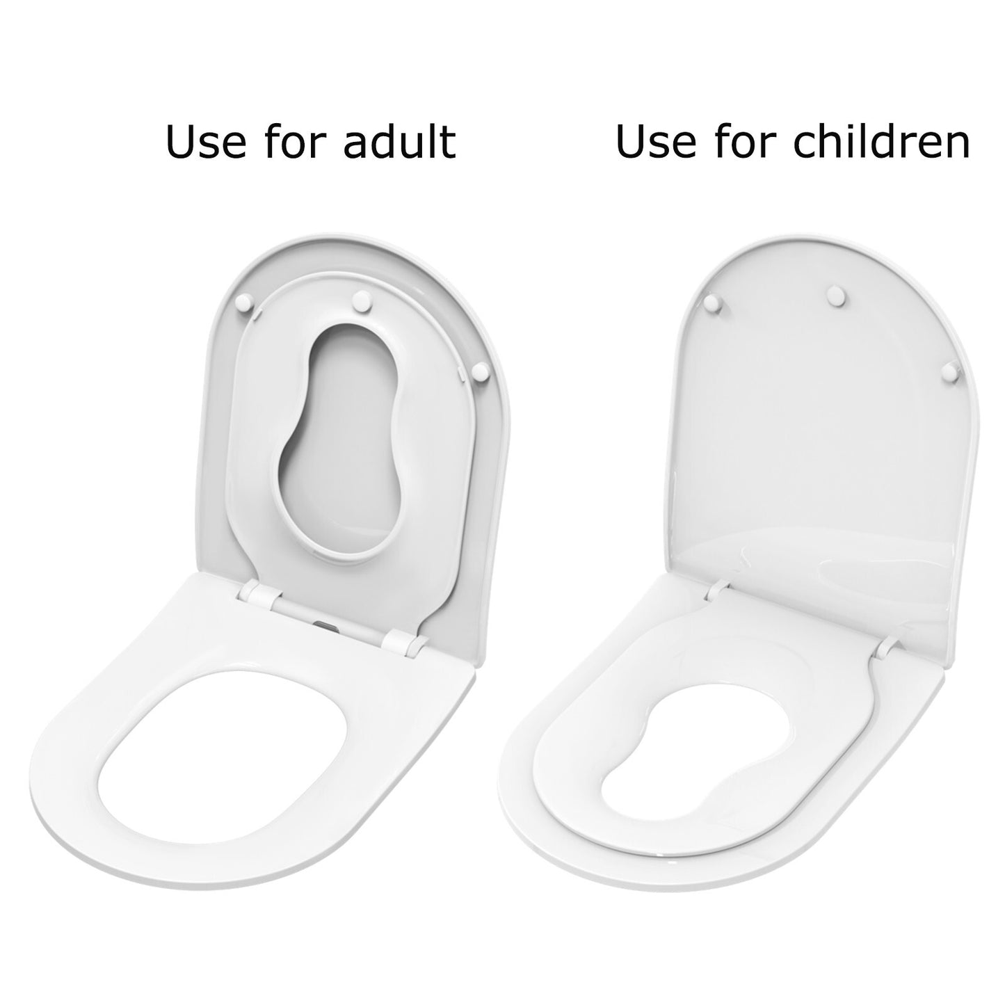 AQUATIZ D-Shaped Family Toilet Seat with Built-in Potty Training Seat Child Seat