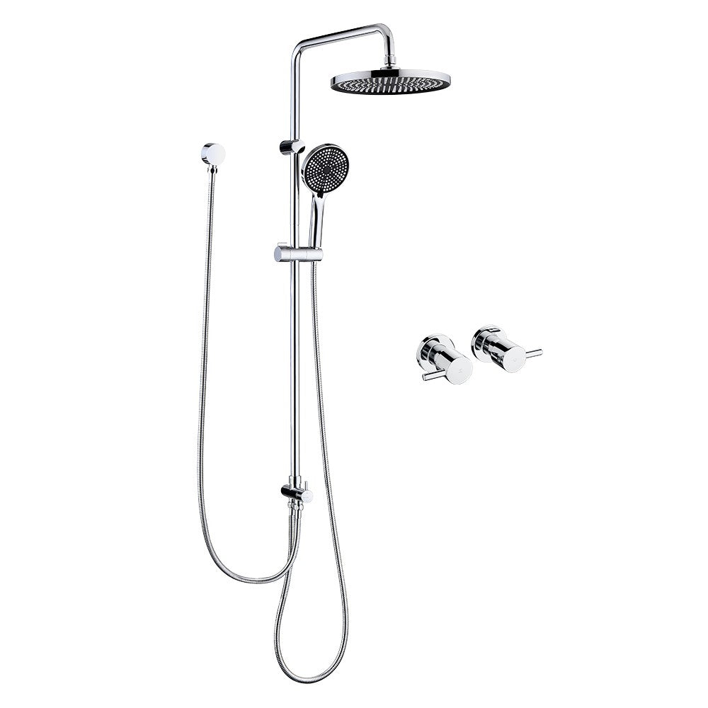 Decaura 10" Rain Shower Head Set Chrome Round Gooseneck Shower Arm Wall Tapware