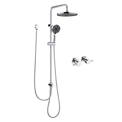 Decaura 10" Rain Shower Head Set Chrome Round Gooseneck Shower Arm Wall Tapware