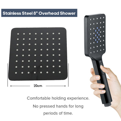 Decaura 8" Rain Shower Head Set 2 in 1 System Wall Tapware Shower Taps Square