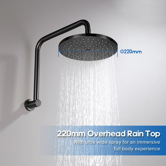 Decaura 10" Rain Shower Head and Brass Gooseneck Shower Arm Set Brushed Gunmetal