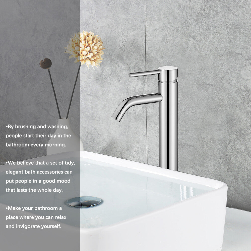 Decaura Tall Bathroom Basin Mixer Tap Chrome Gooseneck Spout for Countertop