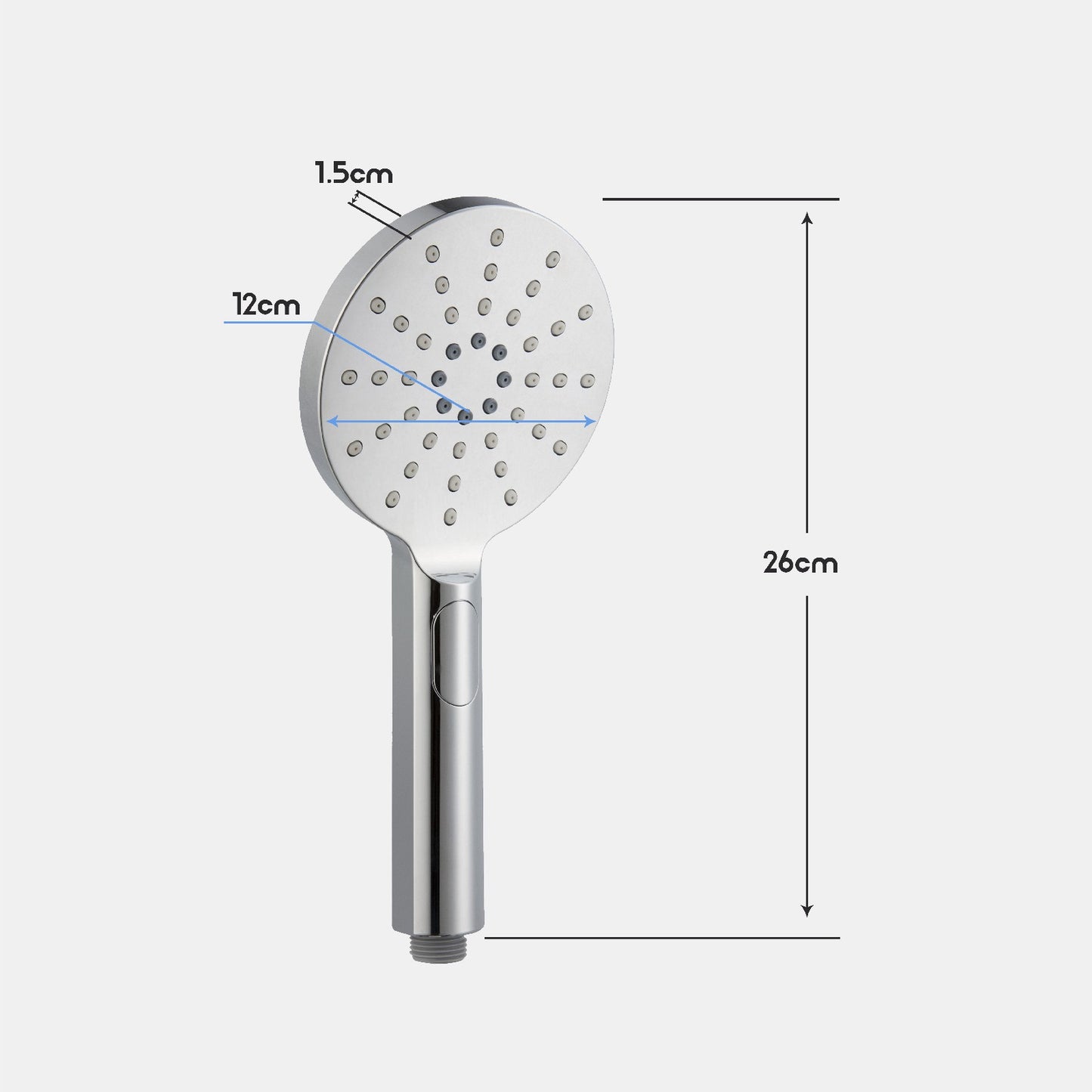 WELS Hand Held Shower Head Set Chrome 3-Mode Spray Wall Elbow 1.5m Flexible Hose