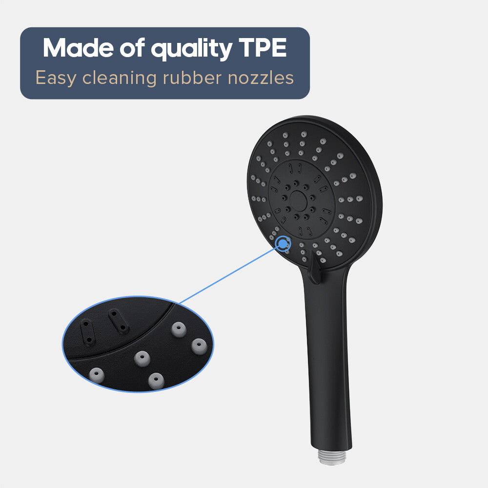 Decaura Hand Held Shower Head High Pressure Black 5-Mode Bathroom