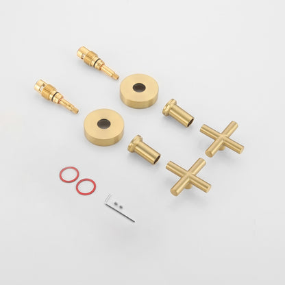 Decaura Round Shower Tap Brushed Gold 1/4 Turn Cross Handle Wall Top Assemblies