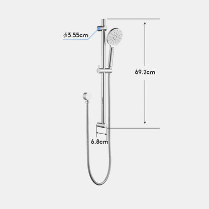 Decaura Chrome Shower Rail Set Hand Held Shower Head Shower Mixer Taps Round