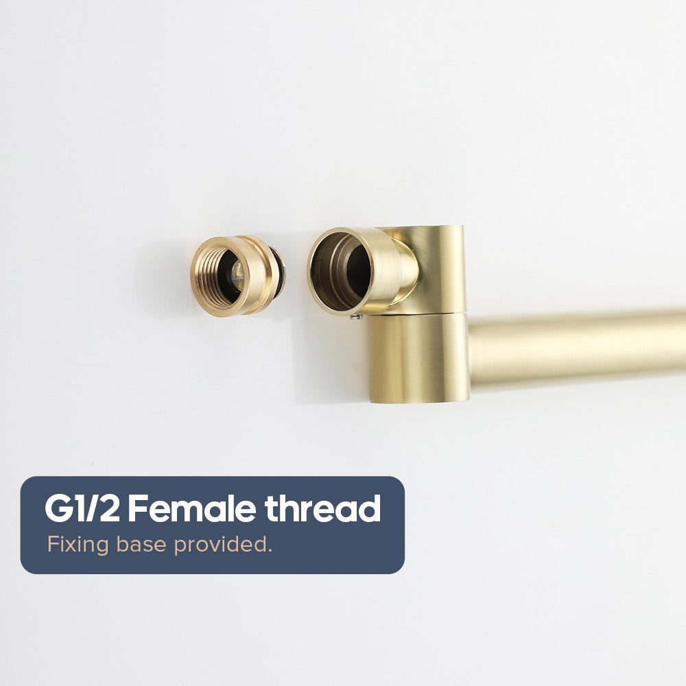 WELS Brushed Gold Swivel Bath Spout and Taps Set Wall Mounted Bathroom