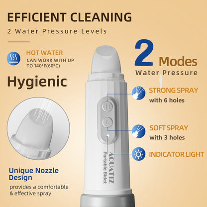 Aquatiz Portable Bidet for Travel, Electric Rechargeable Handheld Travel Bidet