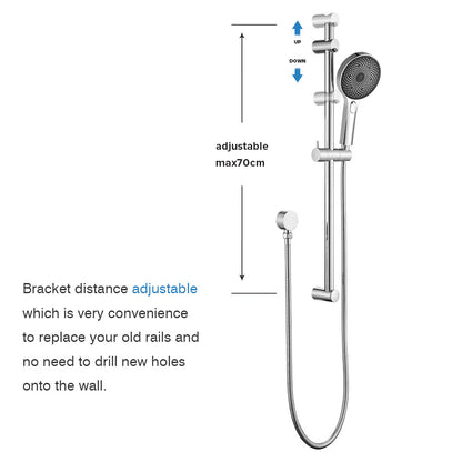 Decaura Hand Held Shower Head On Sliding Rail Set Shower Mixer Tap Wall Tapware