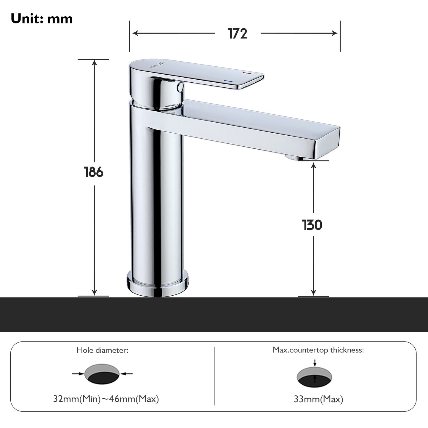 Decaura Bathroom Basin Sink Vanity Mixer Tap Black Chrome Brushed Gold