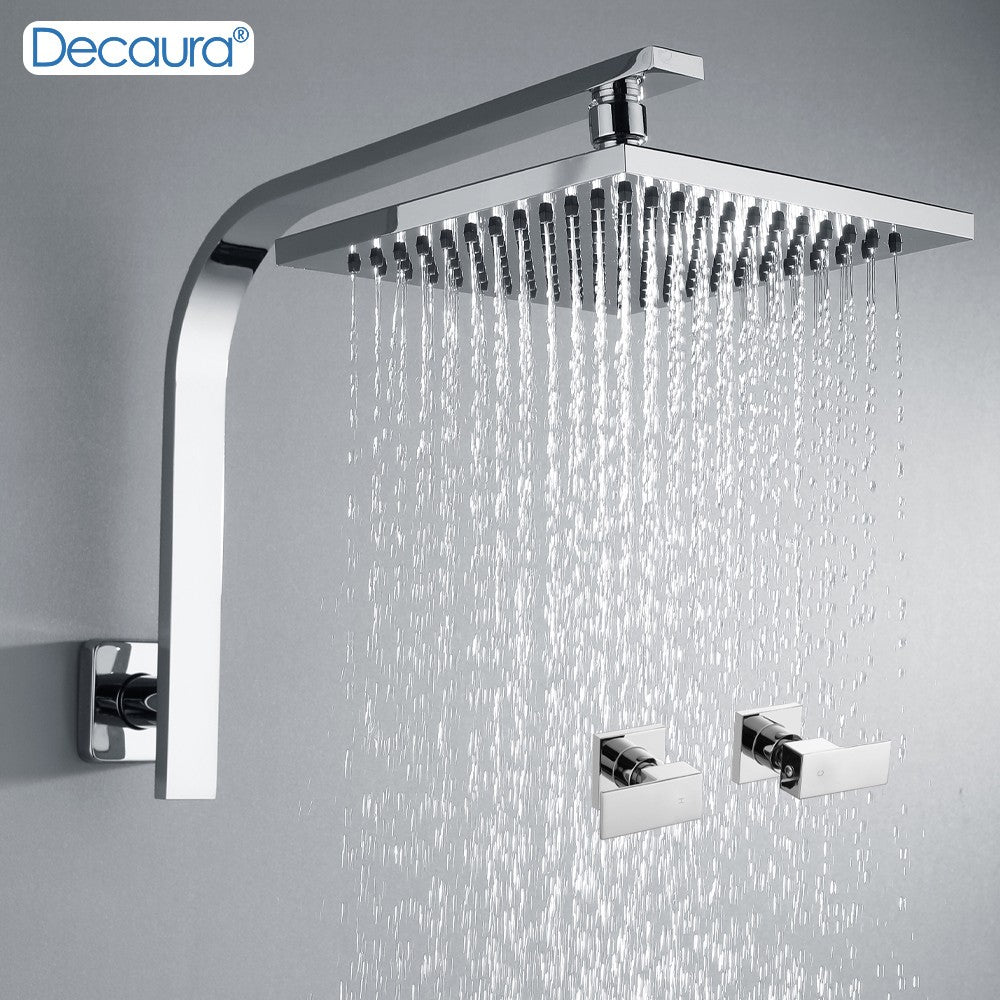 Decaura 8" Rain Shower Head Gooseneck Shower Arm Set Shower Mixer Tap Square