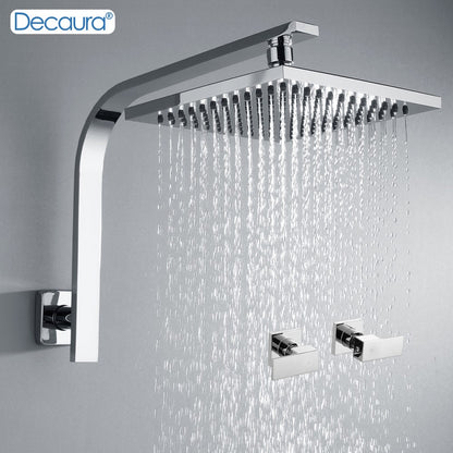 Decaura 8" Rain Shower Head Gooseneck Shower Arm Set Shower Mixer Tap Square