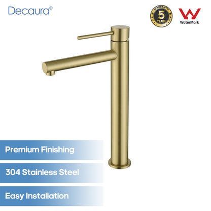 Decaura Bathroom Basin Mixer Tap Stainless Steel Round Chrome/Brushed/Black/Gold