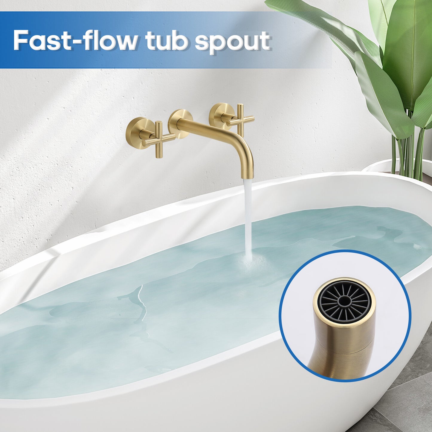 Decaura Bath Spout Wall Water Spout Basin Shower Mixer Taps Tapware Set Bathroom