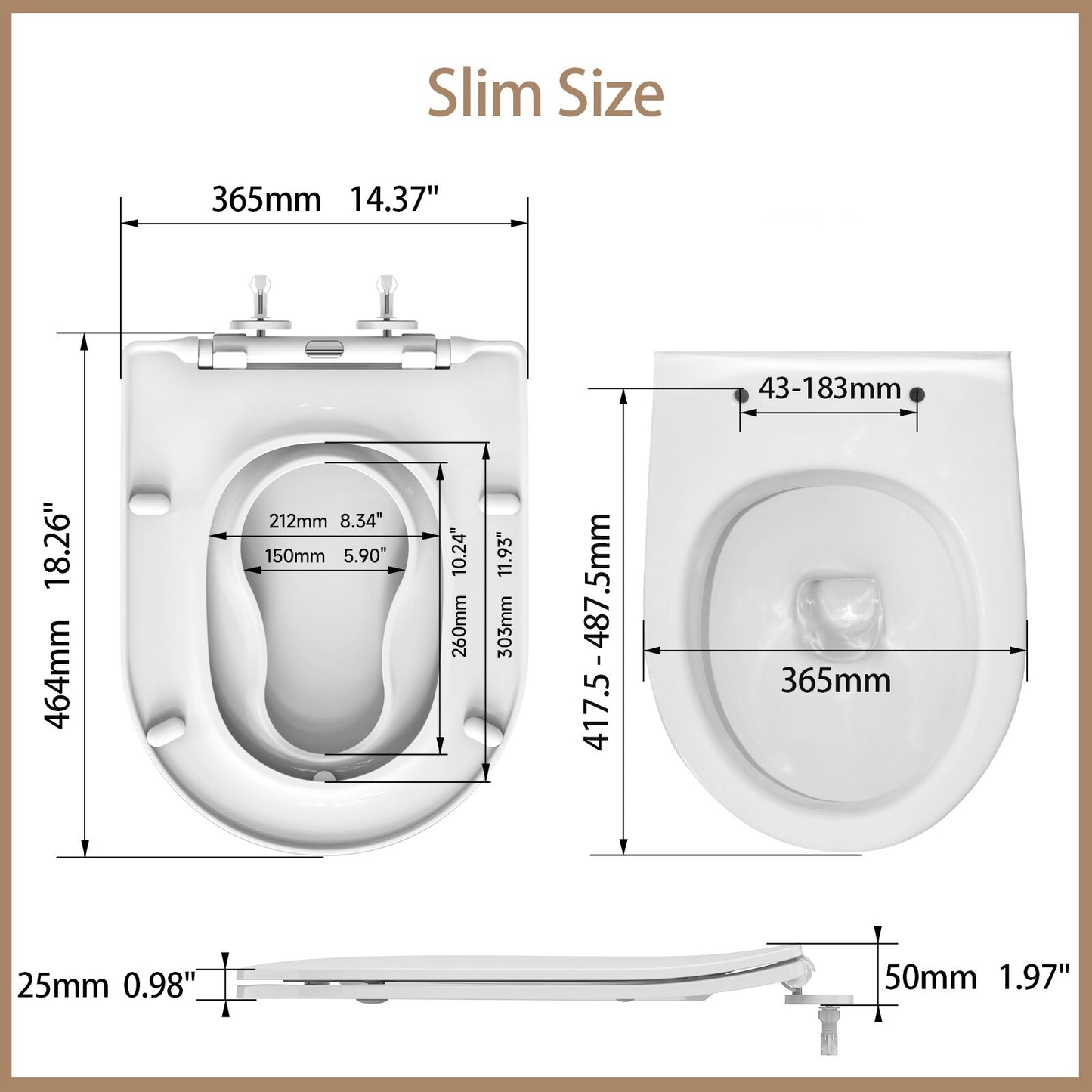 AQUATIZ D-Shaped Family Toilet Seat with Built-in Potty Training Seat Child Seat