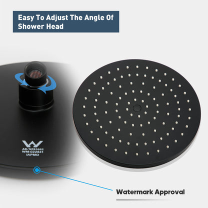 Decaura Shower Head Set Black 9" Rainfall Round Bathroom Wall Mount Mixer Taps