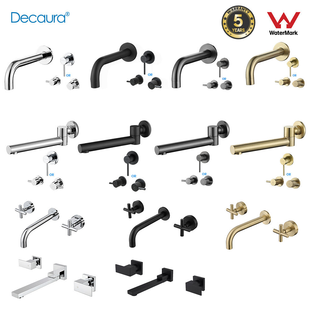 Decaura Bath Spout Wall Water Spout Basin Shower Mixer Taps Tapware Set Bathroom