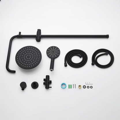 Decaura 9" Rain Shower Head Set Black Separate Water Inlet Elbow Round Gooseneck