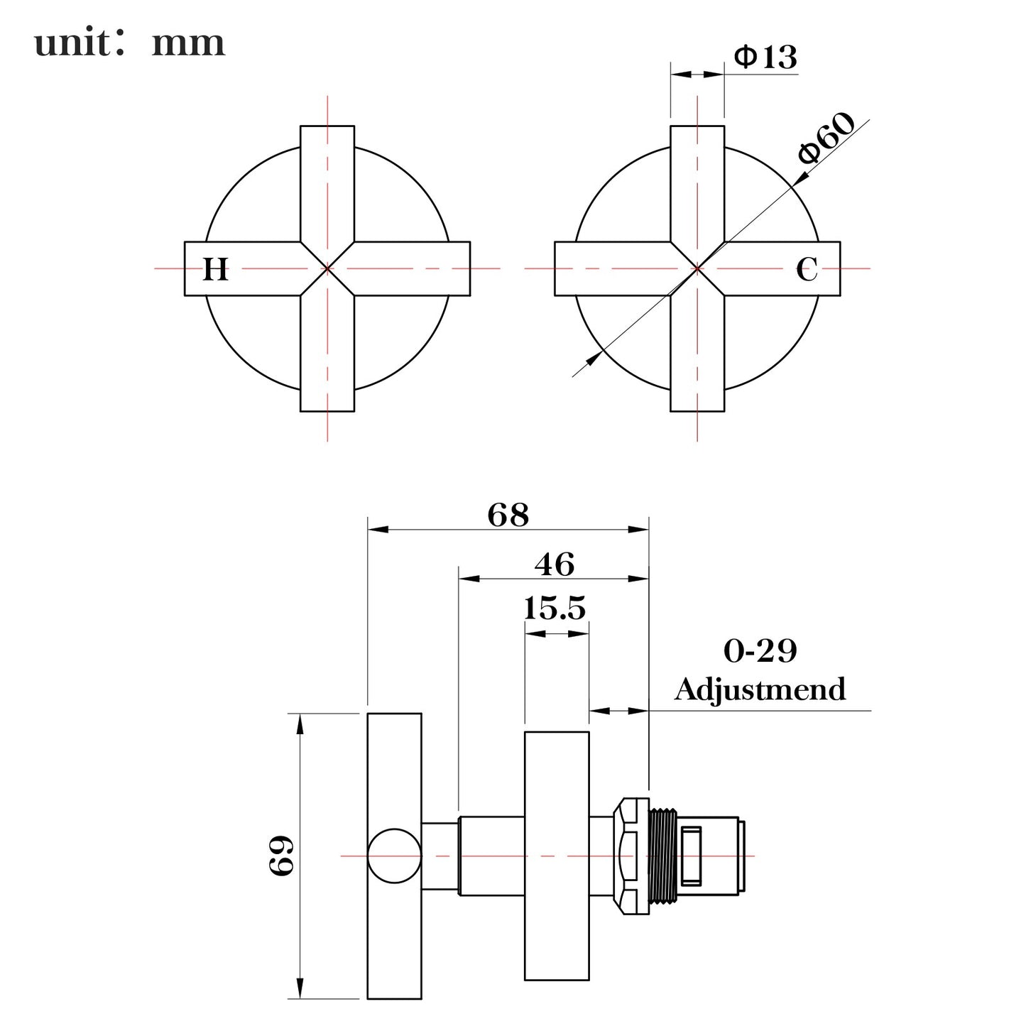 Decaura Shower Taps Brass Tapware Mixer Tap Brushed Gold/Black/Gunmetal/Nickel