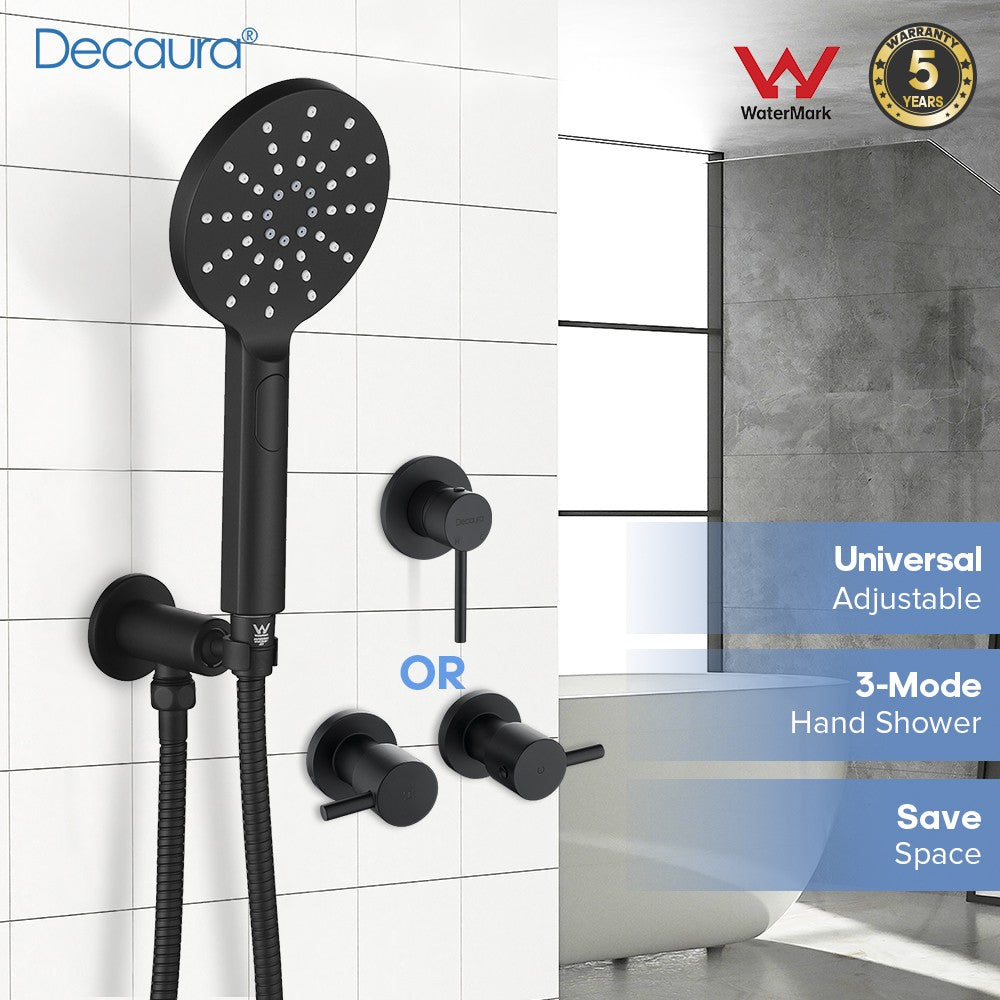 Decaura Hand Held Shower Head Set Shower Handset black Shower Taps Wall Tapware