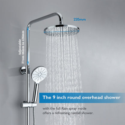 Decaura 9" Rain Shower Head Set Separate Water Inlet Elbow Sliding Mixer Taps